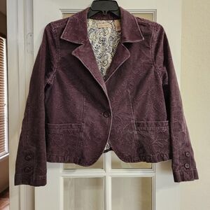 i.e. Relaxed Purple Jacquard Blazer Women’s XL Casual Jacket - READ DESCRIPTION
